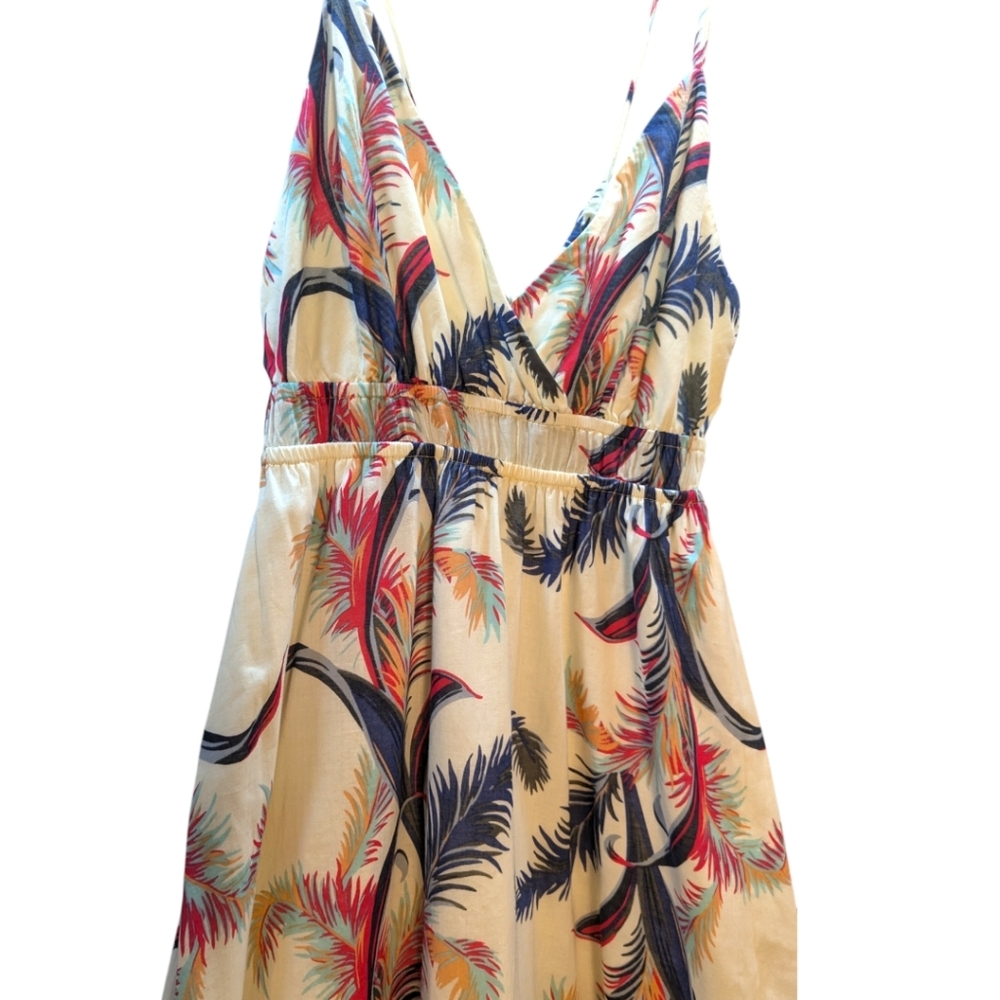 Quicksilver Boho Floral Maxi Dress 100% Cotton Feather Print Floor Lengt… - Picture 7 of 16